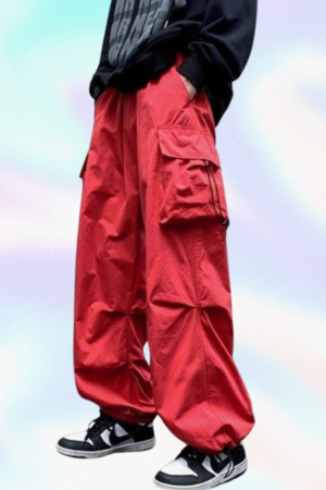 Czerwone Szerokie Spodnie