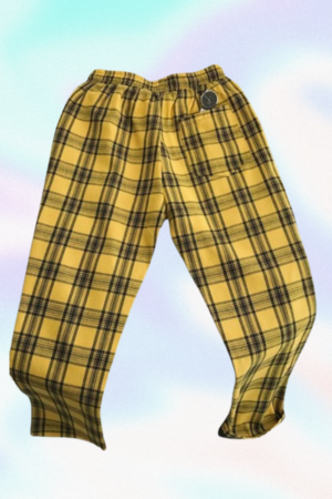 Spodnie w Kratę Żółte