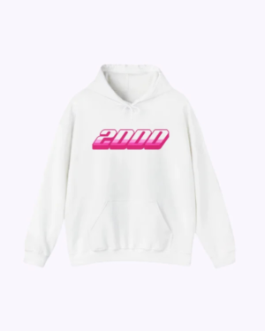 Unisex Hoodie Różowy 2000 Y2K – Biały