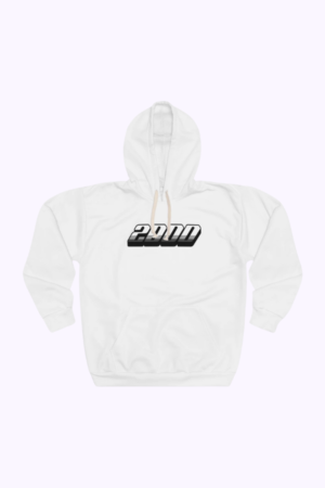 Biały Unisex Hoodie Y2K Czarny 2000