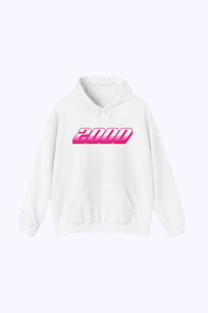 Unisex Hoodie Różowy 2000 Y2K – Biały