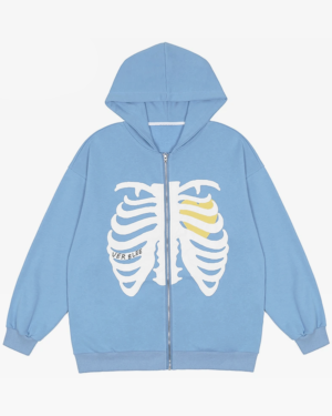 Full Zip Hoodie z kapturem Blue Skeleton