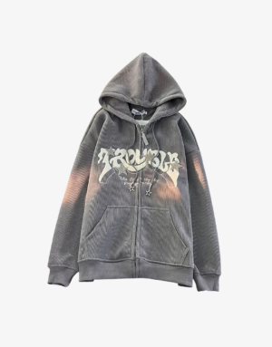 Full Zip Hoodie z kapturem Y2K z zamkiem błyskawicznym